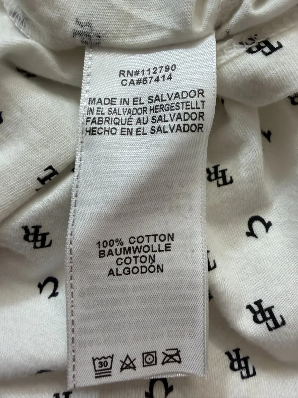 True Religion Men’s White Logo Monogram Graphic Cotton T-Shirt Size XL